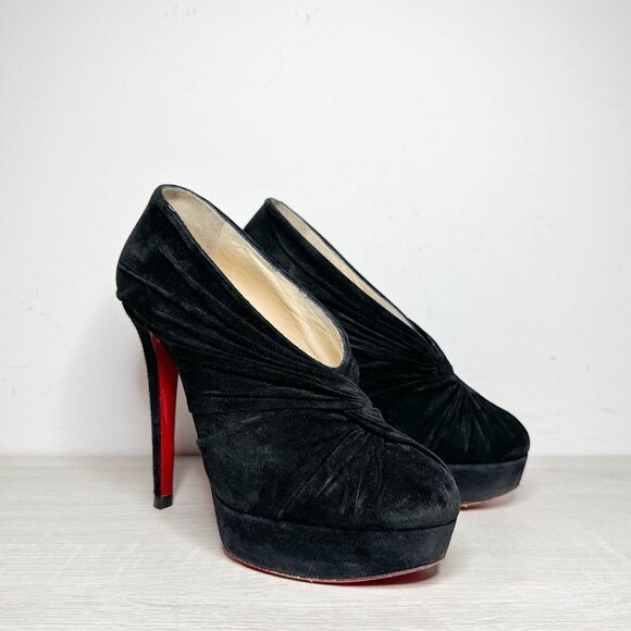 Louboutin Fastwist Black Suede Booties - Picture 4 of 10